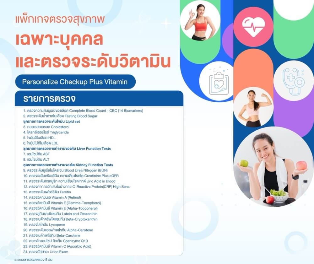 แพ็กเกจตรวจสุขภาพเฉพาะบุคคลและตรวจระดับวิตามิน 24 รายการ